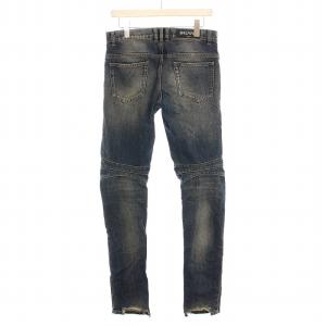 BALMAIN デニムパンツ ジーンズ ダメージ加工 W28 インディゴ ブルー /YM
