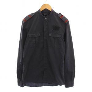 ミリタリーシャツ バンドカラー 長袖 15 38 青紫 /YM