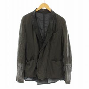 テーラードジャケット ブレザー ダブル レイヤード 異素材切替 ナイロン 46 グレー M01JL157