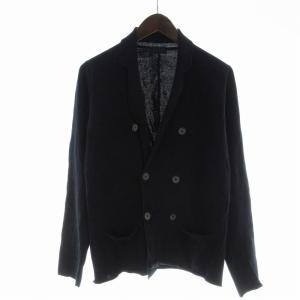 テーラードジャケット ブレザー ニットジャケット ダブル S 紺 ネイビー /EE