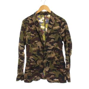 ナイロン テーラードジャケット カモフラ 迷彩柄 44 カーキ 茶 黒 S74BN0308 /YM