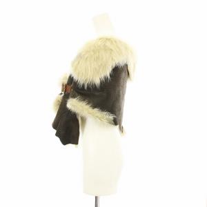 KARL DONOGHUE ムートンストール ショール レザー ファー ベルト 茶 ブラウン /KU