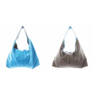 ハンドバッグ ワンショルダーバッグ 総柄 ナイロン 水色 ライトブルー 茶 ブラウン /AN7