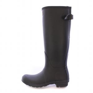 オリジナルバックアジャスタブルトールブーツ レインブール 雨靴 ロング ローヒール ロゴ ベルト US8