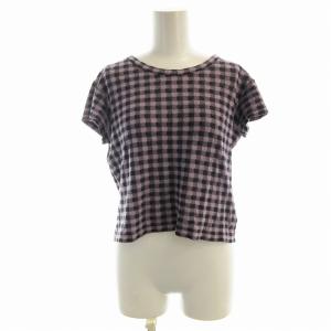 ヨウジヤマモト カットソー Tシャツ フレンチスリーブ ギンガムチェック 2 紫 パープル YE-T09-062