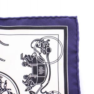 HERMES ナノカレ20 EX-LIBRIS エクスリブリス スカーフ ミニ シルク 総柄 白 ホワイト 紺 ネイビー