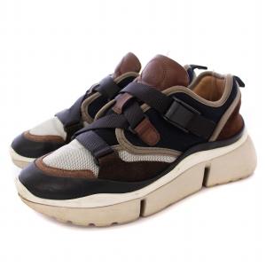 Chloe sonnie ソニー スニーカー ローカット スエード レザー 36 茶 紺 /KH