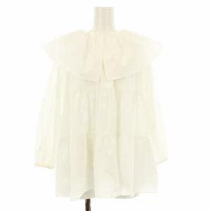 フリルカラーティアードブラウス プルオーバー 長袖 F 白 ホワイト YR1921-112AT /KU