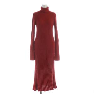  24AW タートルネックロングリブニットワンピース マキシ ラメ 長袖 0 赤 レッド 09WN0245103
