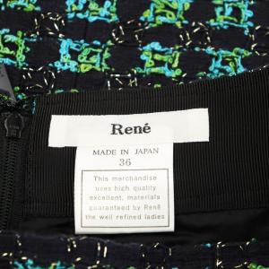 René フレアスカート ロング丈 ツイード ラメ 36 黒 ブラック 緑 グリーン 6034720 /AN30