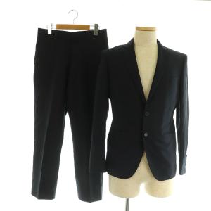 シングルスーツ セットアップ上下 テーラードジャケット 2B 背抜き スラックス パンツ 44 ネイビー