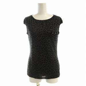 タンクトップ カットソー レオパード ヒョウ柄 XS 黒 ブラック 229051X3460 /EE
