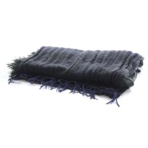 tamaki niime マフラー ストール 総柄 フリンジ 紺 ネイビー 緑 グリーン /RO