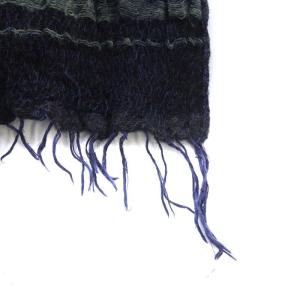 tamaki niime マフラー ストール 総柄 フリンジ 紺 ネイビー 緑 グリーン /RO