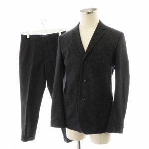 スーツ セットアップ テーラードジャケット シングル パンツ スラックス 絹 シルク混 36 黒 ブラック