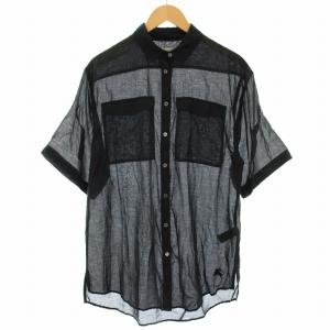 カジュアルシャツ シアー シースルー 半袖 M 黒 ブラック 3941272 /HN