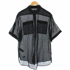 BURBERRY BRIT カジュアルシャツ シアー シースルー 半袖 M 黒 ブラック 3941272 /HN