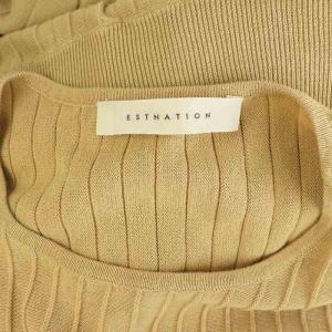 ESTNATION ニット ワンピース ロング ノースリーブ プリーツ 38 ベージュ /MY OS
