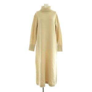 HAMILTON LAMBSWOOL ワンピース ロング ニット 長袖 タートルネック F ベージュ /MY