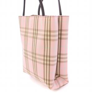 BURBERRY LONDON ハンドバッグ コンパクト チェック柄 キャンバス ピンク /BB