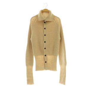 YOHJI YAMAMOTO カーディガン ニット 長袖 リブ ハイネック ウール 3 ベージュ /MY