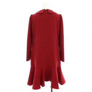 Chesty chay コサージュレースワンピース ひざ丈 フラワーモチーフ 刺繍 長袖 0 赤 紺 白 13W504