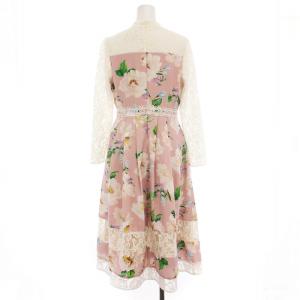 Chesty プリントレースワンピース ロング 花柄 長袖 0 ピンク 白 マルチカラー 20A503 /YM