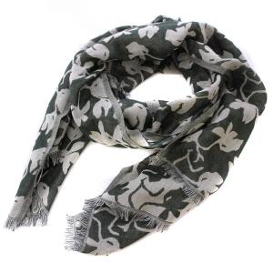 KIRSTE KATLEIJA JAQUARD ストール マフラー 総柄 リネン シルク カシミヤ 緑