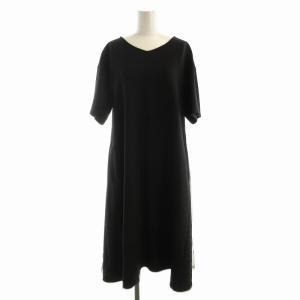 ワンピース ロング 半袖 切替 チュール 38 黒 ブラック 1100002030 /EE