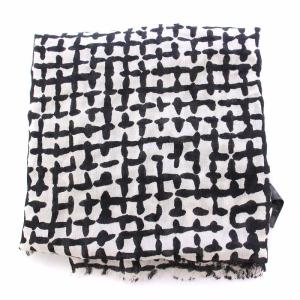 marimekko TAIJA KIRINNI ストール シアー シースルー ウール シルク混 総柄 バイカラー 黒 ブラック