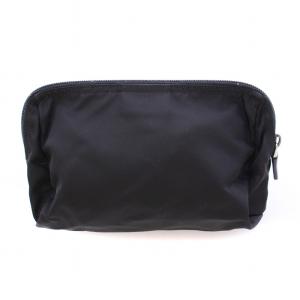PRADA 化粧ポーチ コスメ 小物入れ ナイロン 三角プレート ロゴ 黒 ブラック /BB OH