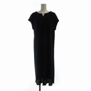 D ツイル ベルト付き ワンピース マキシ ロング 麻 リネン混 ノースリーブ 紺 ネイビー 3526-262-2391