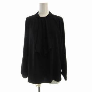 CS タックカラー ロングスリーブ プルオーバー ブラウス シャツ ボウタイモチーフ 長袖 F 黒 ブラック