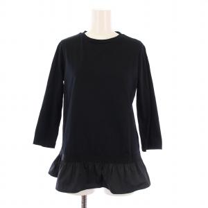 Tシャツ カットソー 七分袖 クルーネック フリル切替 40 黒 JG000153D /BM