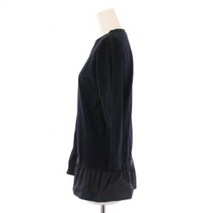 HERNO Tシャツ カットソー 七分袖 クルーネック フリル切替 40 黒 JG000153D /BM