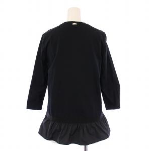 HERNO Tシャツ カットソー 七分袖 クルーネック フリル切替 40 黒 JG000153D /BM