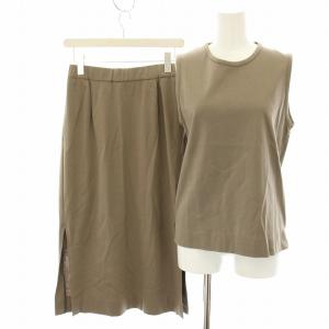 セットアップ 上下 ノースリーブカットソー ブラウス 38 サイドスリットスカート ロング フレア 36