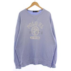 スウェット トレーナー プルオーバー 長袖 クルーネック プリント XL 水色 /BM