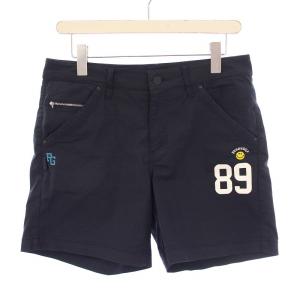 ゴルフウェア ショートパンツ ジップフライ ストレッチ ロゴ 刺繍 プリント 2 紺 ネイビー /BB