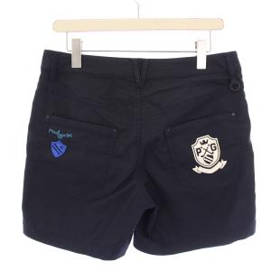 PEARLY GATES ゴルフウェア ショートパンツ ジップフライ ストレッチ ロゴ 刺繍 プリント 2 紺 ネイビー /BB