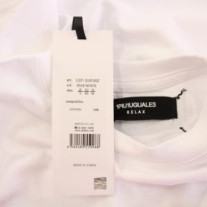 1PIU1UGUALE3 RELAX Tシャツ ロンT カットソー 長袖 クルーネック ロゴ プリント S 白 ホワイト タグ付き /BB