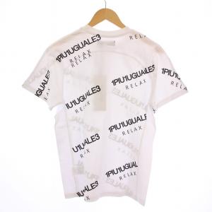 1PIU1UGUALE3 RELAX Tシャツ 半袖 クルーネック ロゴ プリント 総柄 S 白 ホワイト タグ付き /BB