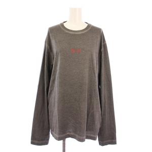 Tシャツ ロンT カットソー 長袖 クルーネック ロゴ プリント ストレッチ M グレー タグ付き /BB