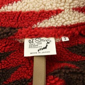 orSlow ベスト ジップアップ 裏ボア 総柄 2 ベージュ 赤 レッド 11-06-0019-611-90-18