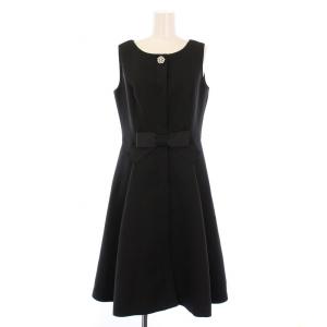 ワンピース ひざ丈 ノースリーブ ビジュー装飾 38 黒 TD-411526 /BM