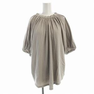 コットン麻 ボリュームプルオーバー カットソー Tシャツ リネン混 半袖 グレー 200709004080330