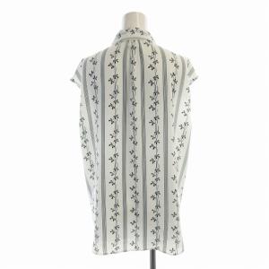 IENA DEVEAUX*sese ラウンドカラーシャツブラウス ノースリーブ ストライプ 花柄 F 白 ホワイト