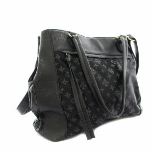 russet ハンドバッグ ショルダーバッグ 2way 総柄 ナイロン レザー 黒 ブラック /YT