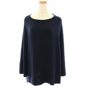 ニット カットソー ウール 長袖 サイドスリット 紺 ネイビー 17-080-500-8280-3-0