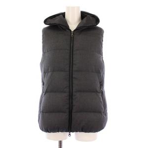 ダウンベスト ジャケット ジップアップ フード ウール カシミヤ 42 グレー /BM